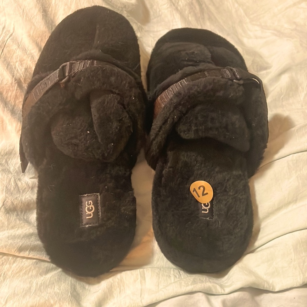 UGG Brand 1118150 Soft Fluff It Slide Slip on Casual Slipper Shoes Black Mens 12